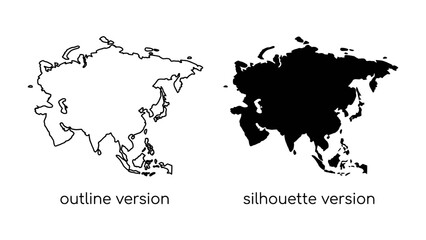 Asia Map Outline and Silhouette © Md