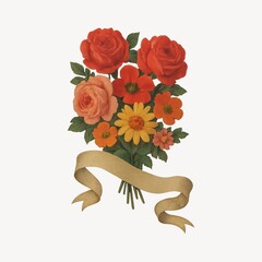 Obraz premium Vibrant floral bouquet illustration.