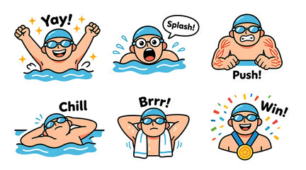 Fototapeta premium set of swimming vector illustration of people