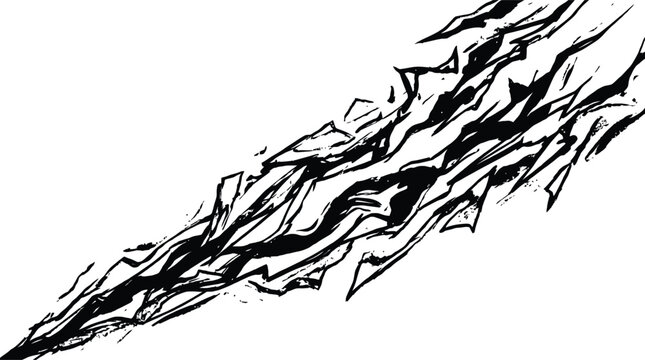 Dynamic Lightning Bolt Strike and Scratch Effect Silhouette Vector Art