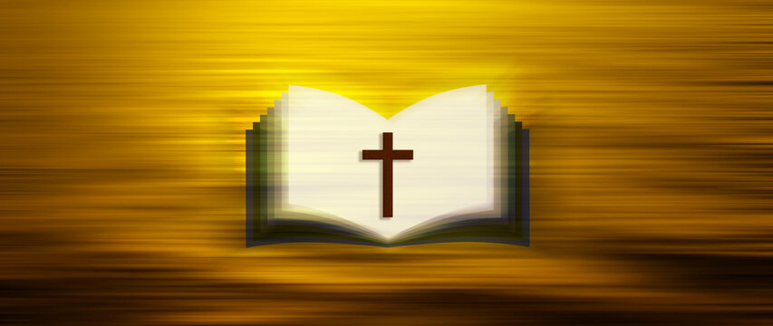 Bible book with Christian cross resurrection. Religion Christ and cross of Jesus Christ, Crucifix, Faith and Hope, christianity and religion concept, christian background. not ai