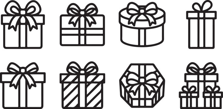 Assorted gift boxes with ribbons set