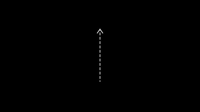 down and up arrow direction icon with dotted line animation on Black background. dot arrows icon sign animated 4k video.