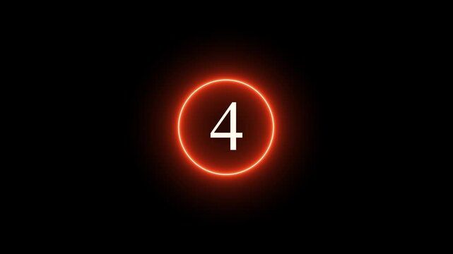 Futuristic digital countdown timer with glowing orange neon circle on black background