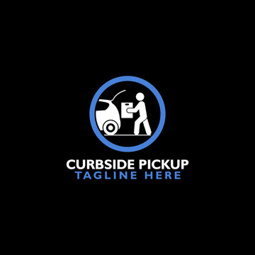 Curbside pickup logo icon isolated on black background