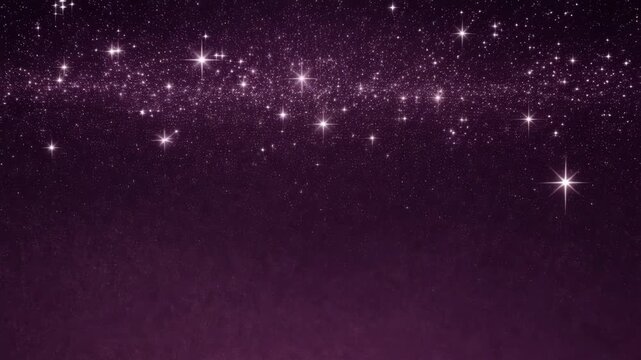 Night sky filled with sparkling stars over a purple gradient background