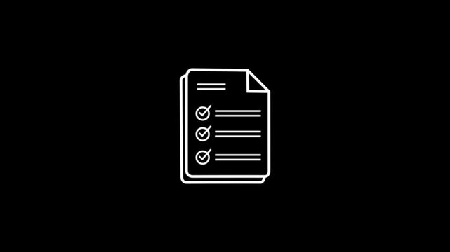 check list animated outline icon animated checklist board list icon looping, check list line icon 4k motion design for web design, Approval and success checkmark with boxes being ticked