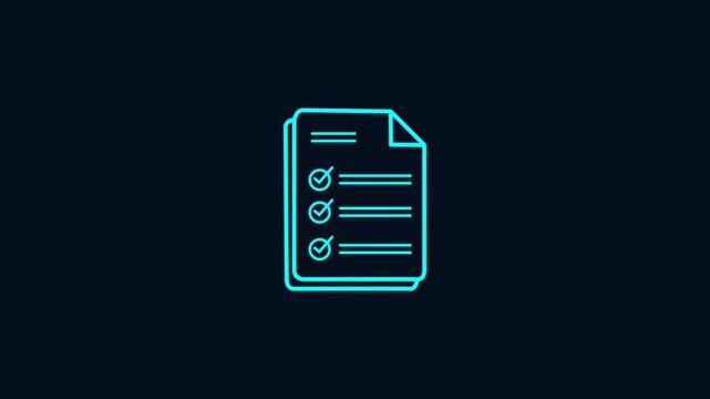 check list animated outline icon animated checklist board list icon looping, check list line icon 4k motion design for web design, Approval and success checkmark with boxes being ticked