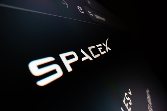 Macro shot of SpaceX logo on its website