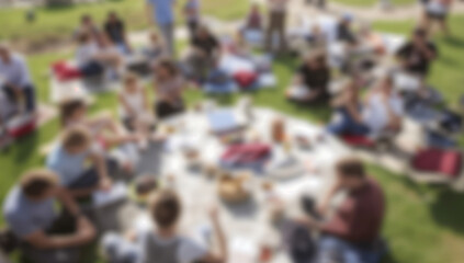 Obraz premium Generative AI captures a lively outdoor picnic with diverse groups
