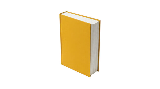 Blank yellow book cover isolated on transparent background