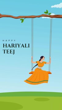 Hariyali Teej Blue Minimalist Greeting Video Story