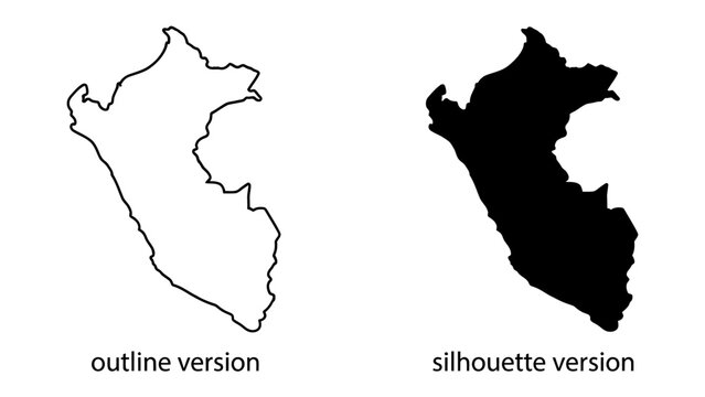 Outline and Silhouette of Peru Map