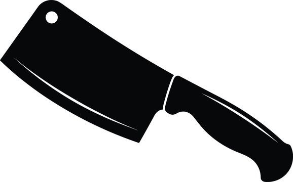 Classic meat cleaver knife black silhouette vector illustration for butcher shop logo and kitchen cooking design