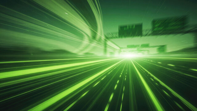 Green High Speed Motion Blur Road