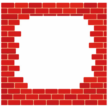 Broken Red Brick Wall Frame Vector Illustration