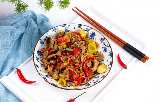 Stir Fried Chicken Gizzards With Fresh Red Bell Peppers
