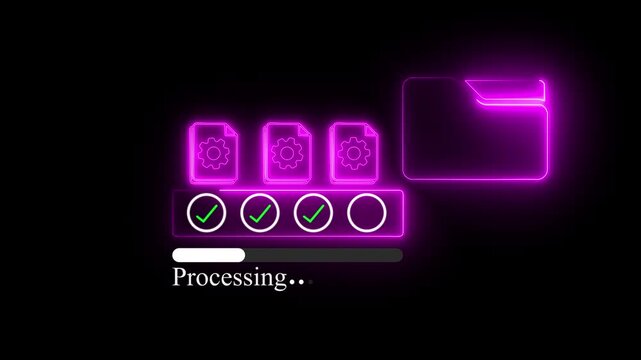Neon Intelligent Document Processing platform automating enterprise workflow management with AI document classification, compliance verification, approval tracking, secure governance control. 4k video