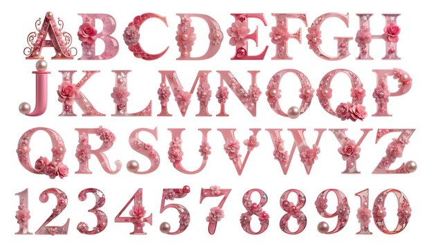 Complete alphanumeric character set for design and education. Red vintage typewriter font with numbers and letters for typography projects.