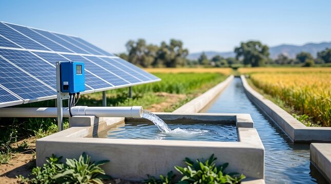 Solar powered irrigation water pump system, renewable energy, agriculture, sustainability