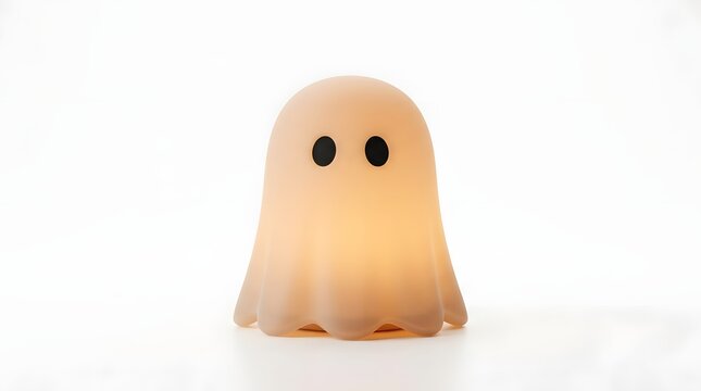Cute glowing ghost night light isolated on white background
