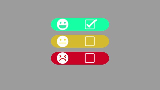 Video animation of a fictional website showing good's button (good feedback) in a feedback survey. Business concept for online ratings.