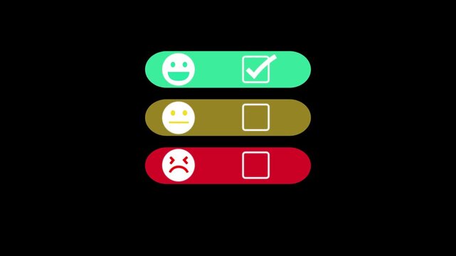 Video animation of a fictional website showing good's button (good feedback) in a feedback survey. Business concept for online ratings.