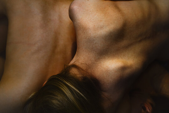 Intimate close up of two lovers embracing