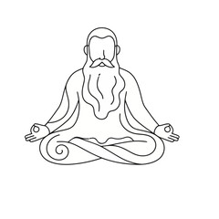 Obraz premium Man meditating in lotus position line art