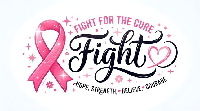 Breast cancer awareness month fight for the cure with hope strength and courage