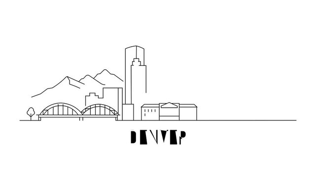Simple line art of Denver skyline