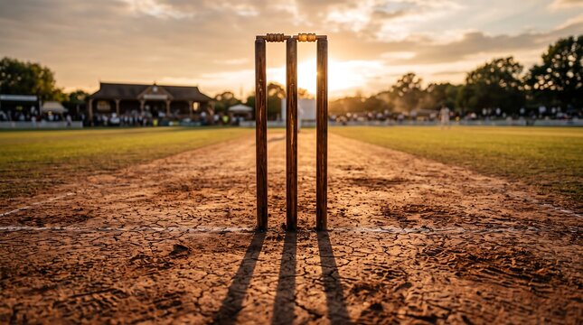 Cricket Wicket Stumps Bail Field Grass Pitch Sport Equipment Classic Photography