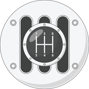 Manual Gear Shift Vector Illustration. Car Transmission Icon Design Element Isolated on White Background
