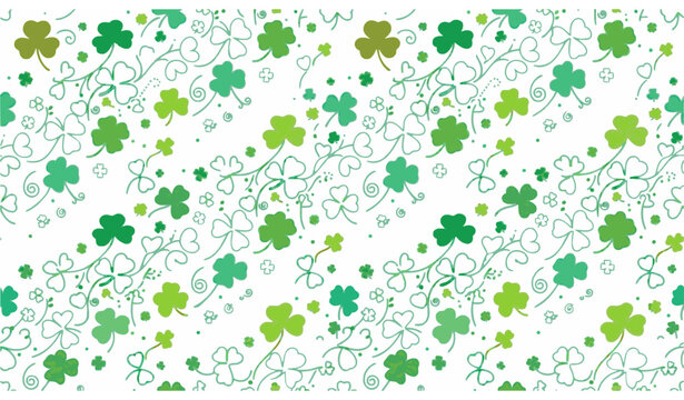 Elegant Green Shamrock and Trefoil Leaf Seamless Pattern for St. Patrick's Day Vector Illustration