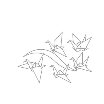 Origami Cranes Flying