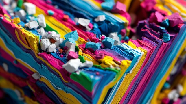 Abstract Colorful Layered Material Texture Close Up