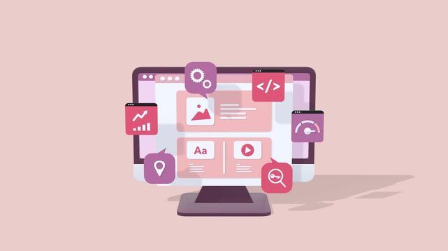 Search engine optimization concept animation showing data analytics, website improvement, keyword strategy, page ranking analysis, and digital marketing growth techniques, perfect for business.