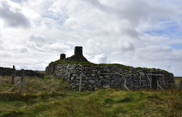 Remote Hebridean Farmhouse Ruins in Dramatic Scottish Moorland Setting © dejavudesigns