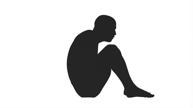 Silhouette of a person doing sit-ups