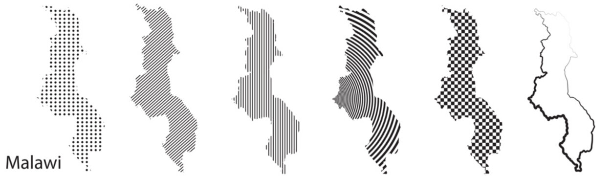 Malawi map infographic simple design element black abstract geometric pattern icon style Malawi country landscape outline shape vector illustration