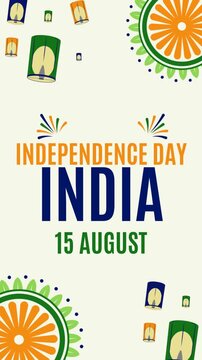 Independence Day Orange Blue and Green Illustrated India Greeting Video Story
