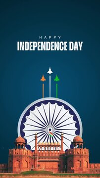 Independence Day Blue Gold and White Modern Greeting Video Story