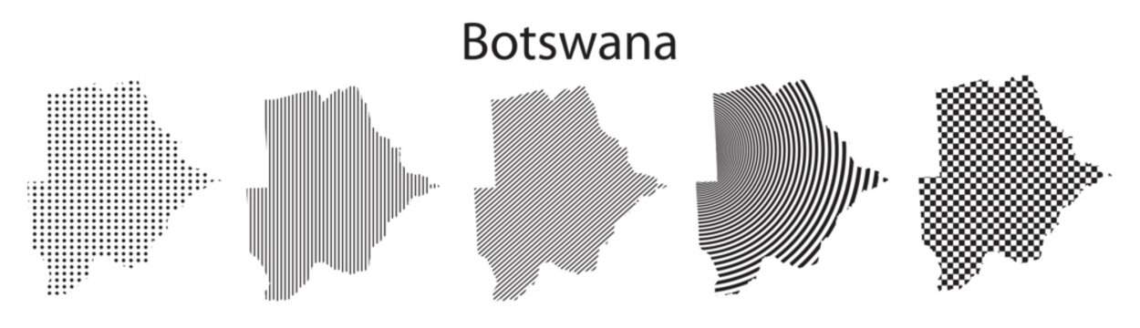Botswana map infographic simple design element black abstract geometric pattern icon style Botswana country landscape outline shape vector illustration