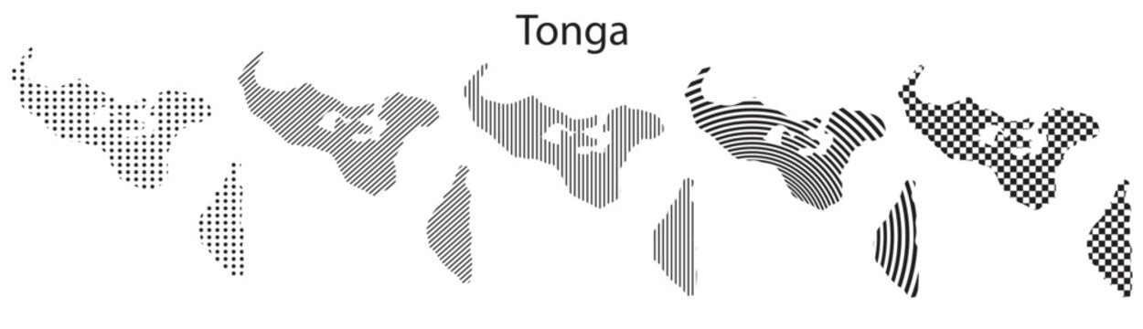 Tonga map infographic simple design element black abstract geometric pattern icon style Tonga country landscape outline shape vector illustration