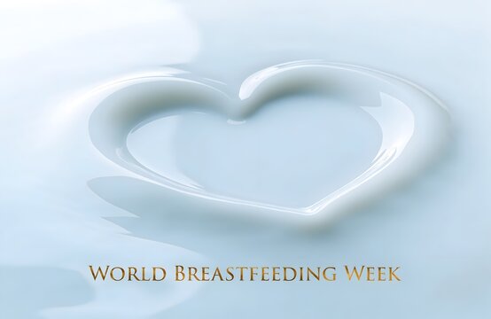 Heart shape formed in creamy milk for world breastfeeding week