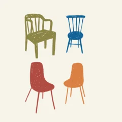 Hand drawn retro chair vector illustration. Vintage print in doodle style.  © NadezdaBarkova