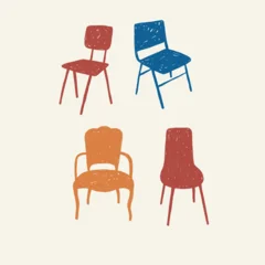 Hand drawn retro chair vector illustration. Vintage print in doodle style.  © NadezdaBarkova