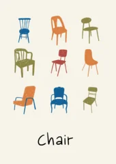 Hand drawn retro chair vector illustration. Vintage print in doodle style.  © NadezdaBarkova