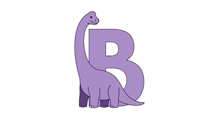 Friendly purple dinosaur forming the letter b for alphabet learning © afriza