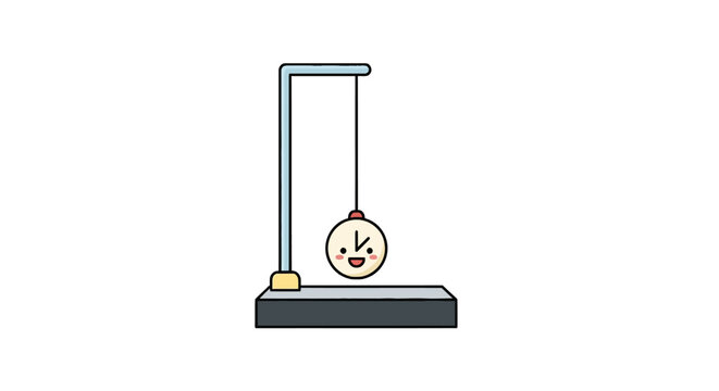 Cheerful clock pendulum swinging on a stand